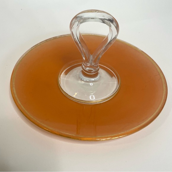 Depression Glass Orange Tidbit Tray - Picture 2 of 6